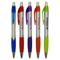 Union Printed "Lucky" Silver Clicker Pen w/ Colored Trim